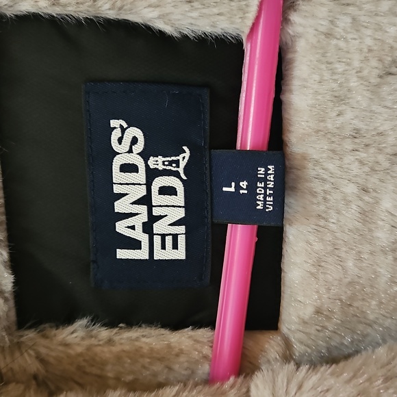 Lands' End Quilted Black Hooded Jacket - Picture 4 of 7